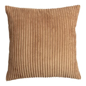Cuscino quadrato beige con effetto velluto a coste.