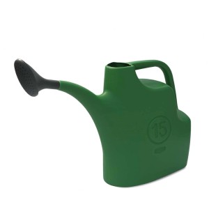 Annaffiatoio verde con testa a rosa grigia, 15 litri. Ideale per l'irrigazione del giardino.