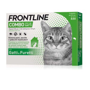 Frontline Combo Spot-on per gatti, confezione da tre pipette per il controllo dei parassiti.