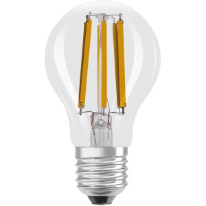 Lampadina LED Osram E27, 8.2W, trasparente, bianco caldo.
