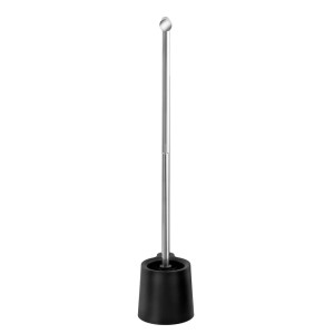 Wenko Set scopino WC Avola con porta carta, nero. Accessorio WC in acciaio inox e plastica.