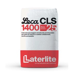Sacco di massetto in calcestruzzo leggero CLS 1400 di Laterlite, adatto per lavori di riparazione e la produzione di piastre di base.