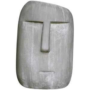 Figura decorativa testa Moai grigia, alta 59 cm, per giardino e patio.