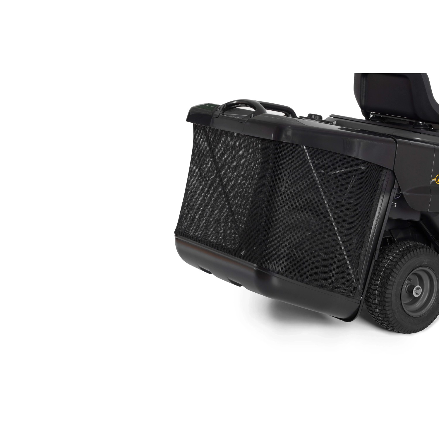 Dettaglio del cesto di raccolta del trattorino tagliaerba Alpina AT2 66 QA.