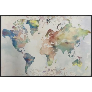 Mappamondo quadri ad acquerello con cornice.