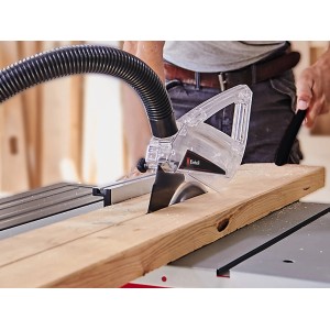 Lama per sega circolare Einhell HM Ø 250 mm in uso per segare legno su una sega da tavolo.