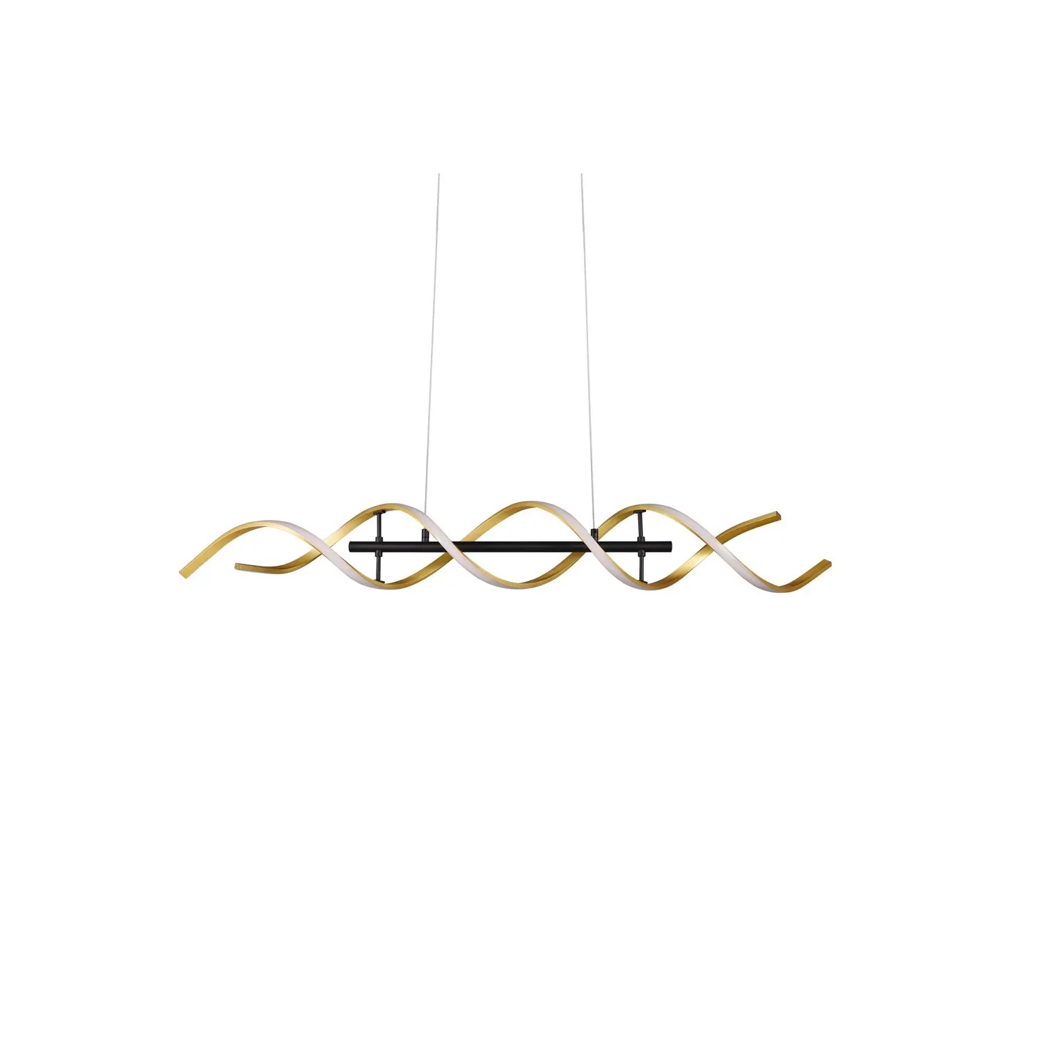 Lampada a sospensione a LED Trio Sequence color oro, 104,5 cm di larghezza, per un'illuminazione elegante.