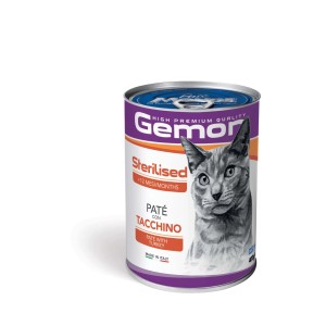 Gemor cibo umido per gatti, paté con tacchino per gatti sterilizzati