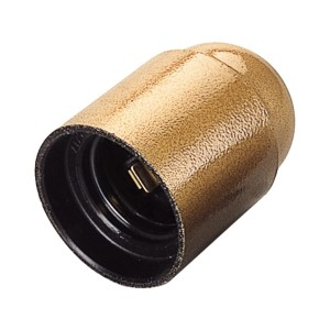 Dettaglio di un portalampada dorato per illuminazione.