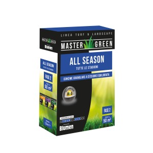 Confezione di fertilizzante per prato Master Green All Season per tutte le stagioni.