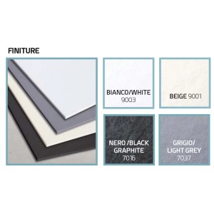 Selezione colori per piatti doccia t.b.t.: Bianco, Beige, Nero Grafite e Grigio Chiaro.