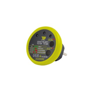 Tester di polarità della presa t.b.t. giallo TE-620 per misurare la corretta messa a terra.