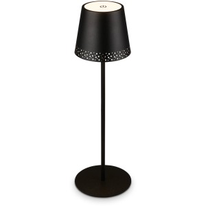 Lampada da tavolo a batteria Brilo nera con perforazione, 2,6W, per esterni.