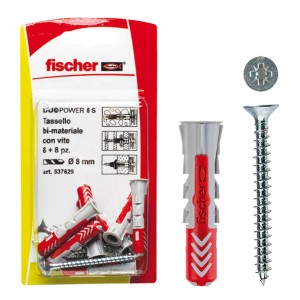 Fischer Tasselli DuoPower 8 S, confezione da 8 con viti. Tassello universale per vari materiali da costruzione.