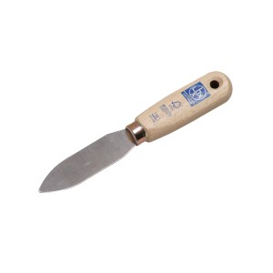 Spatola per stucco LUX con lama in acciaio a punta e manico in legno di faggio per rimuovere il silicone.