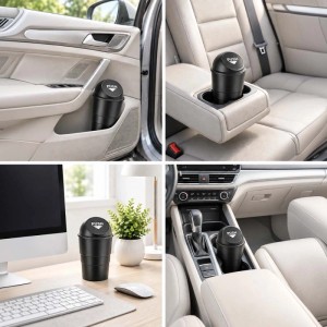 Portarifiuti per auto in plastica 9,5x17x5 cm nero universale