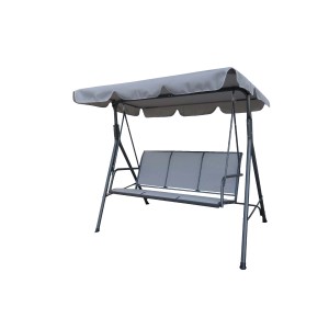 Altalena Dondoli grigia con tettuccio parasole per il giardino.