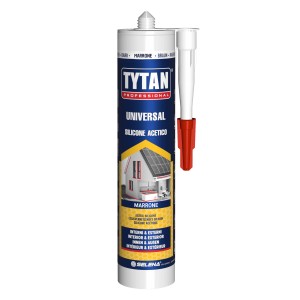 Silicone universale Tytan, marrone, cartuccia con beccuccio.
