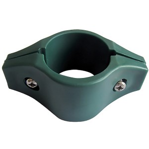 Collare per tubi in plastica verde t.b.t. con viti per il fissaggio.