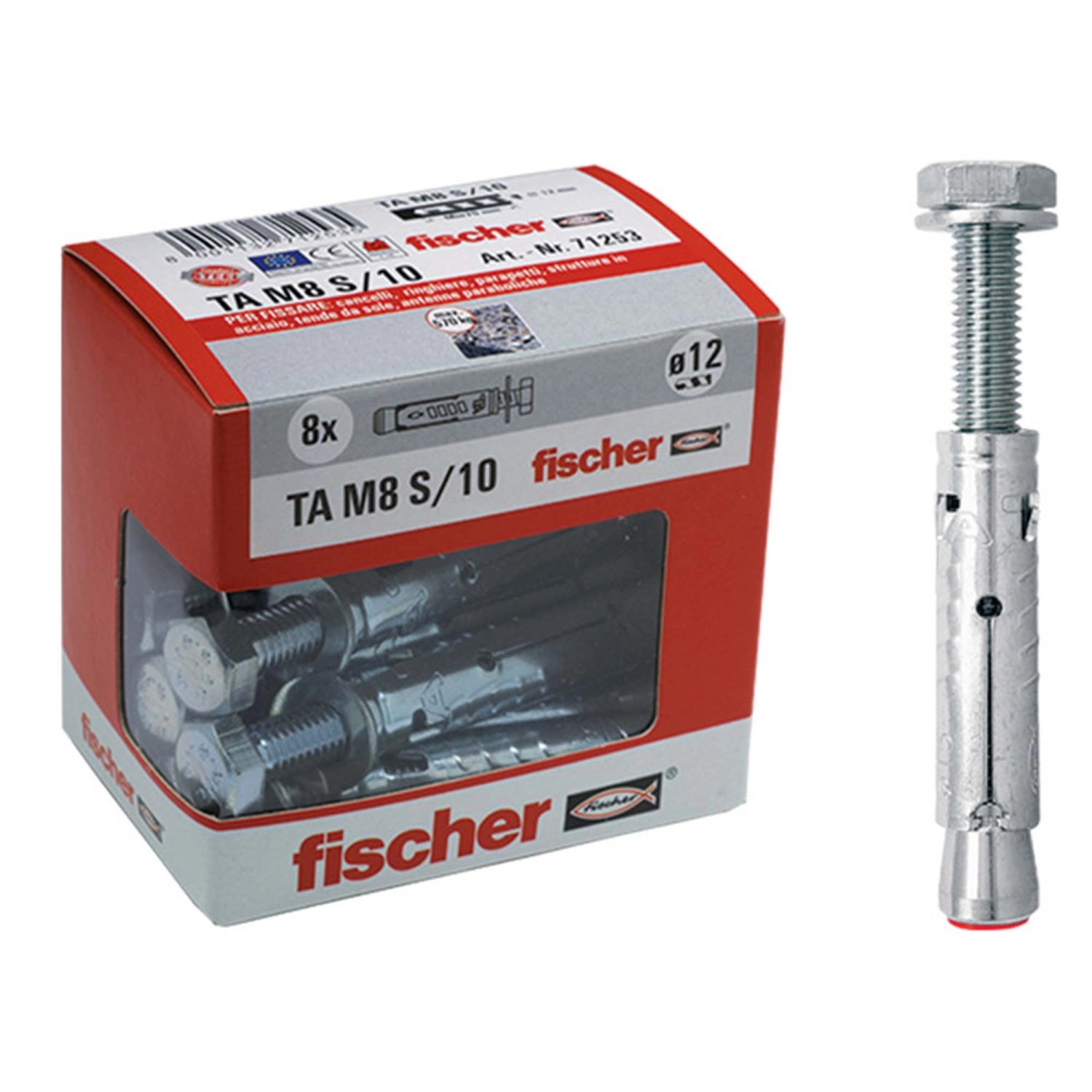 Fischer Tasselli Acciaio TA M8 Con Gancio, Diametro 12 Mm, Per - Foto 10