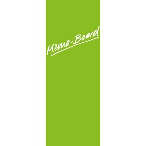 Lavagna memo verde, 80x30 cm, per appunti e magneti.