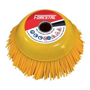 Testina a spazzola gialla per decespugliatori/bordatrici. Accessorio per giardinaggio.