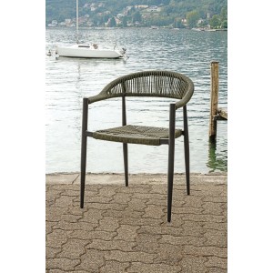 Sedia giardino contract All.Wicker alluminio grigio wicker verde