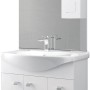 Mobile bagno bianco con specchio e armadietto per arredo bagno.