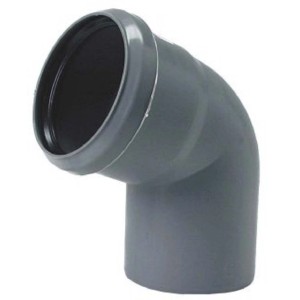 Curva grigia per tubo di scarico HT per applicazioni sanitarie.