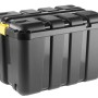 Contenitore nero BoxOne 140L con coperchio e ruote.
