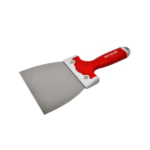 t.b.t. Spatola lisciante con manico rosso per muratura e piastrellatura.