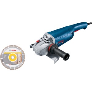 Smerigliatrice angolare Bosch Professional GWS 22-230 J con disco diamantato, blu/argento.