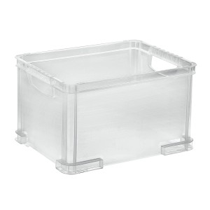 Contenitore t.b.t. trasparente in plastica.