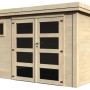 Casetta da giardino in legno Decor et Jardin Paolo, finitura naturale, con finestra e doppia porta con inserti in vetro.