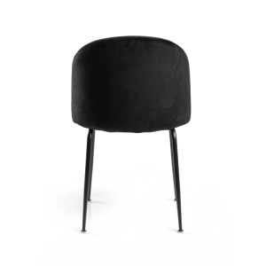 Sedia imbottita Sammi in velluto nero con struttura nera 50x57h78,5 cm