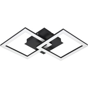 Moderna plafoniera LED Eglo Paranday-Z, 52,5 cm, bianco e nero, con due elementi luminosi quadrati.