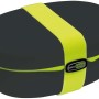 Porta pranzo grigio con elastico giallo per campeggio e outdoor.