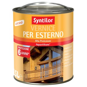 Barattolo di Syntilor Vernice Per Esterno vernice per legno per esterni, alta protezione.