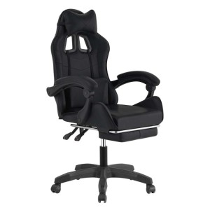 Sedia gaming reclinabile con poggiapiedi e supporto lombare nero