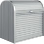 Biohort StoreMax 120 box da giardino in argento metallizzato con serranda e serratura a cilindro.