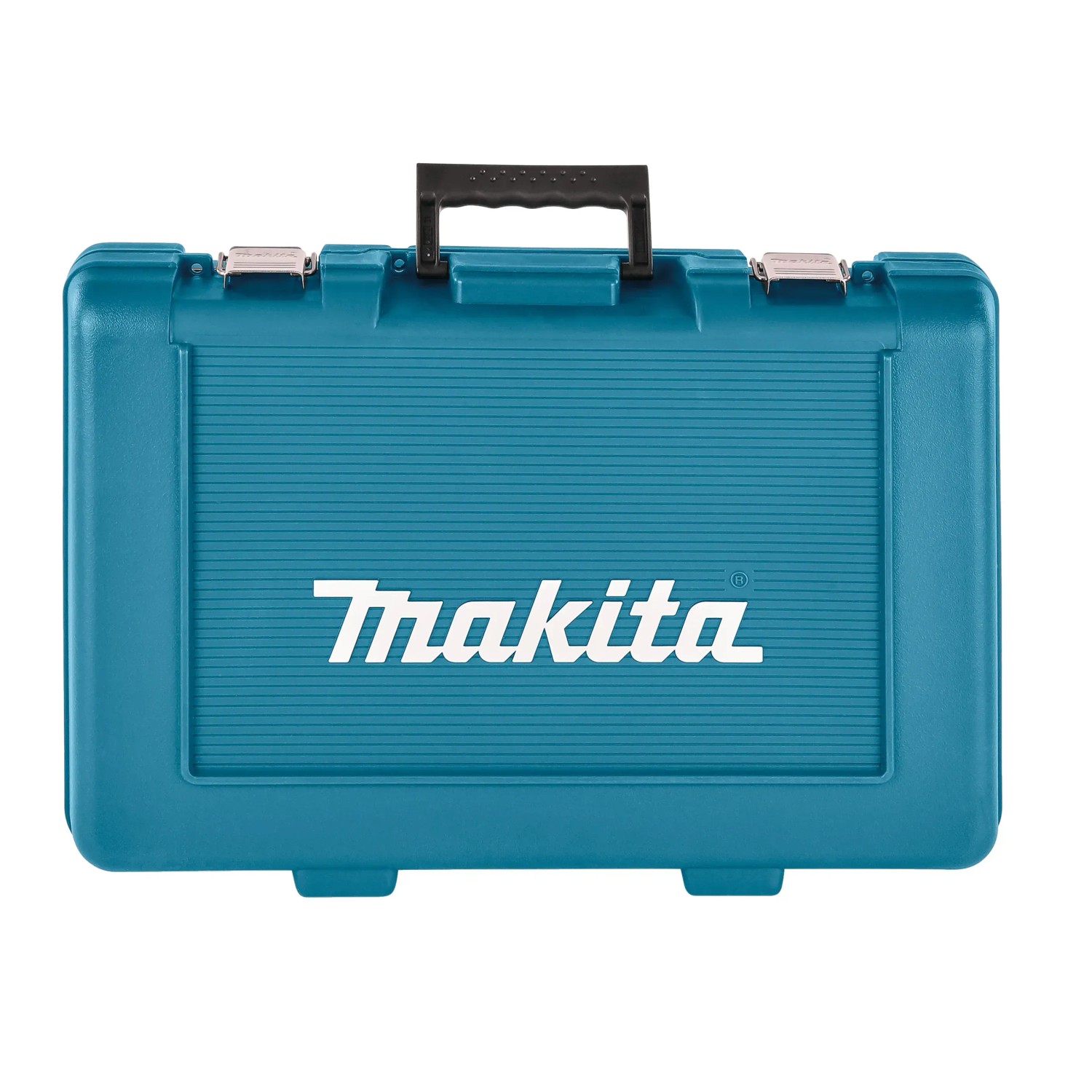 Valigetta trapano avvitatore a percussione a batteria Makita, turchese, con logo Makita per una conservazione sicura.
