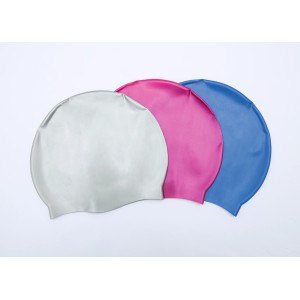 Cuffie da nuoto in argento, rosa e blu. Cuffie per piscina e sport acquatici.