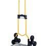 Carrello saliscale giallo per officina e trasporto.
