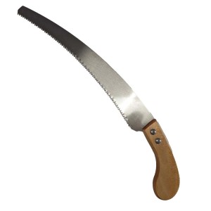 Sega da giardino t.b.t. con lama curva e manico in legno.