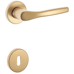 Maniglie per porte dorate per interni, set rosetta.