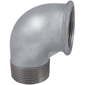 t.b.t. Raccordo in acciaio, gomito a 90 gradi filettato per installazioni di tubi.