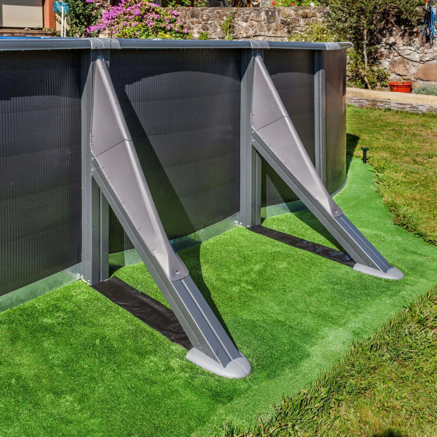 Piscina fuori terra ovale in acciaio antracite Gre 610x375 H 120 cm_10
