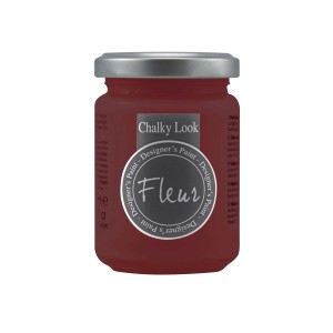 Colore Fleur Chalky Look rosso in barattolo di vetro per progetti fai-da-te.