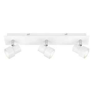 Faretto t.b.t. bianco con tre luci, ideale come lampada da soffitto.
