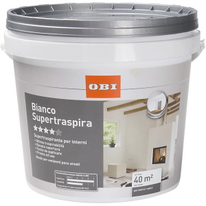 Secchio di pittura per interni bianca OBI, ideale per ambienti poco areati.